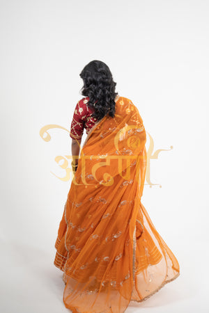 FULL FLAIR BANDHANI DESIGN GOTA PATTI LEHENGA WITH RAJASTANI ANGI BLOUSE AND VINTAGE JALL DUPATTA  ##LC023