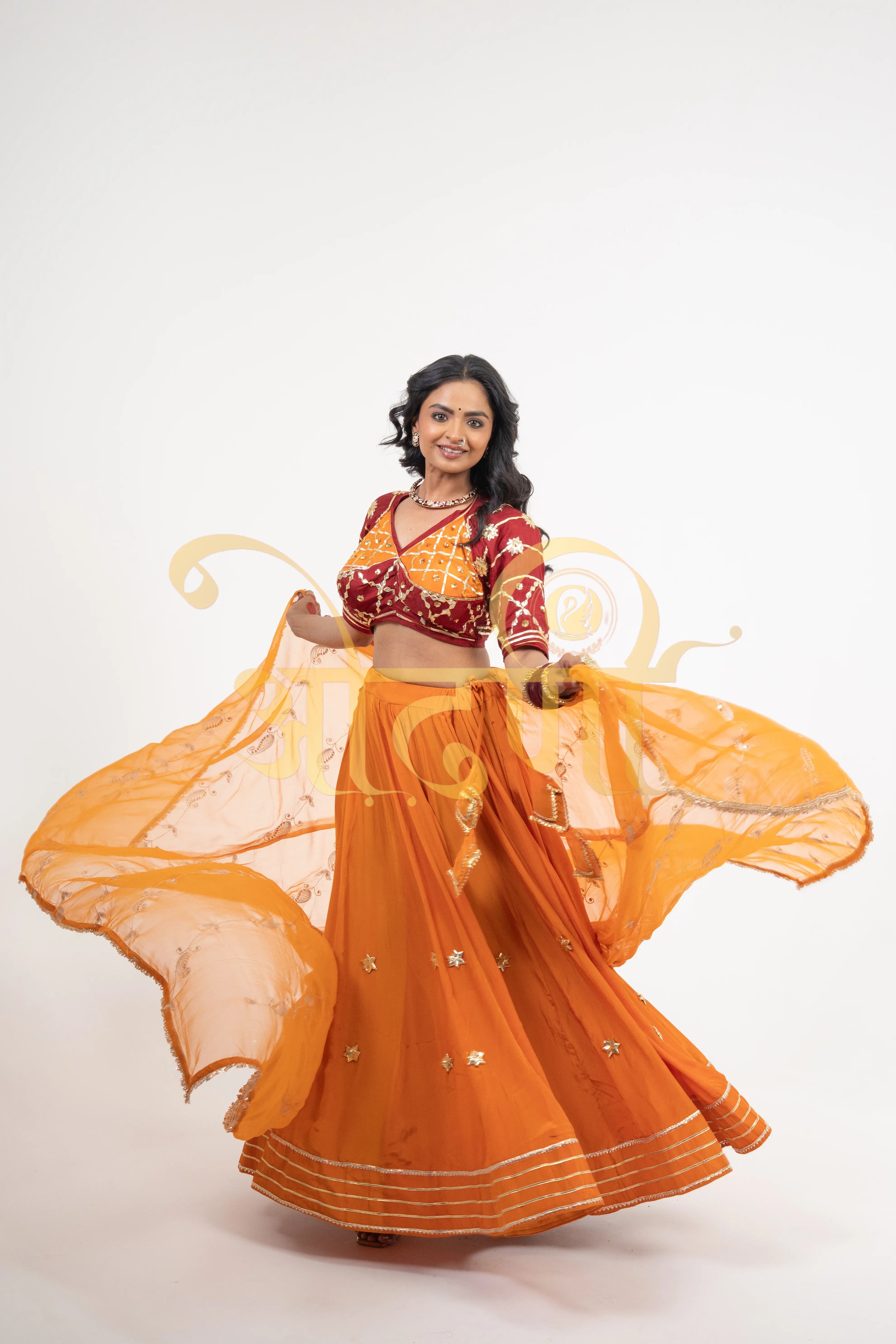 Full Flair Bandhani Lehenga with Gota Patti, Angi Blouse & Vintage Jaal Dupatta (PRE-BOOKING ITEM)