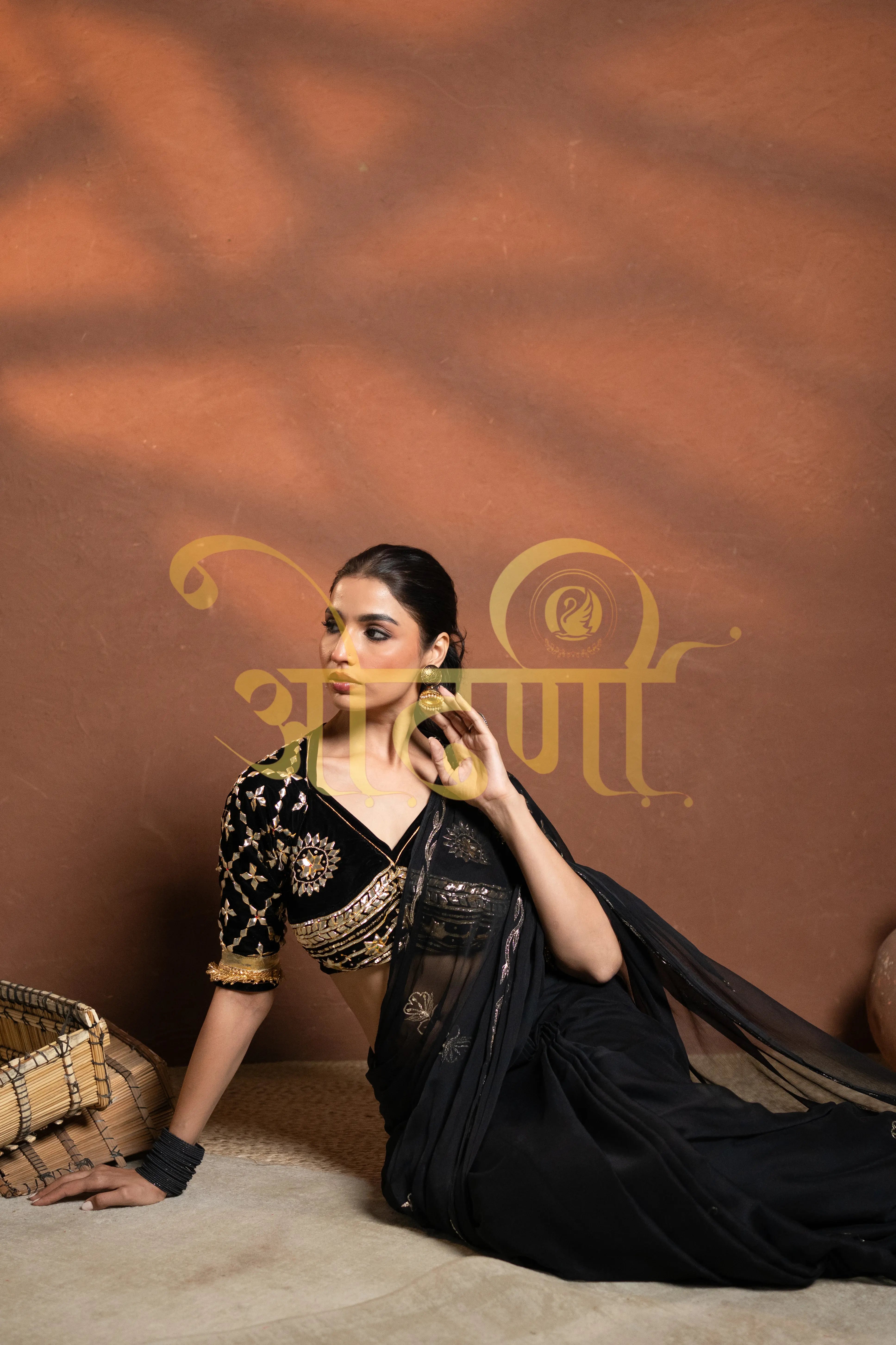 Rajputi Chamunda Chiffon Saree with Angi Blouse & Vintage Work (PRE-BOOKING ITEM)