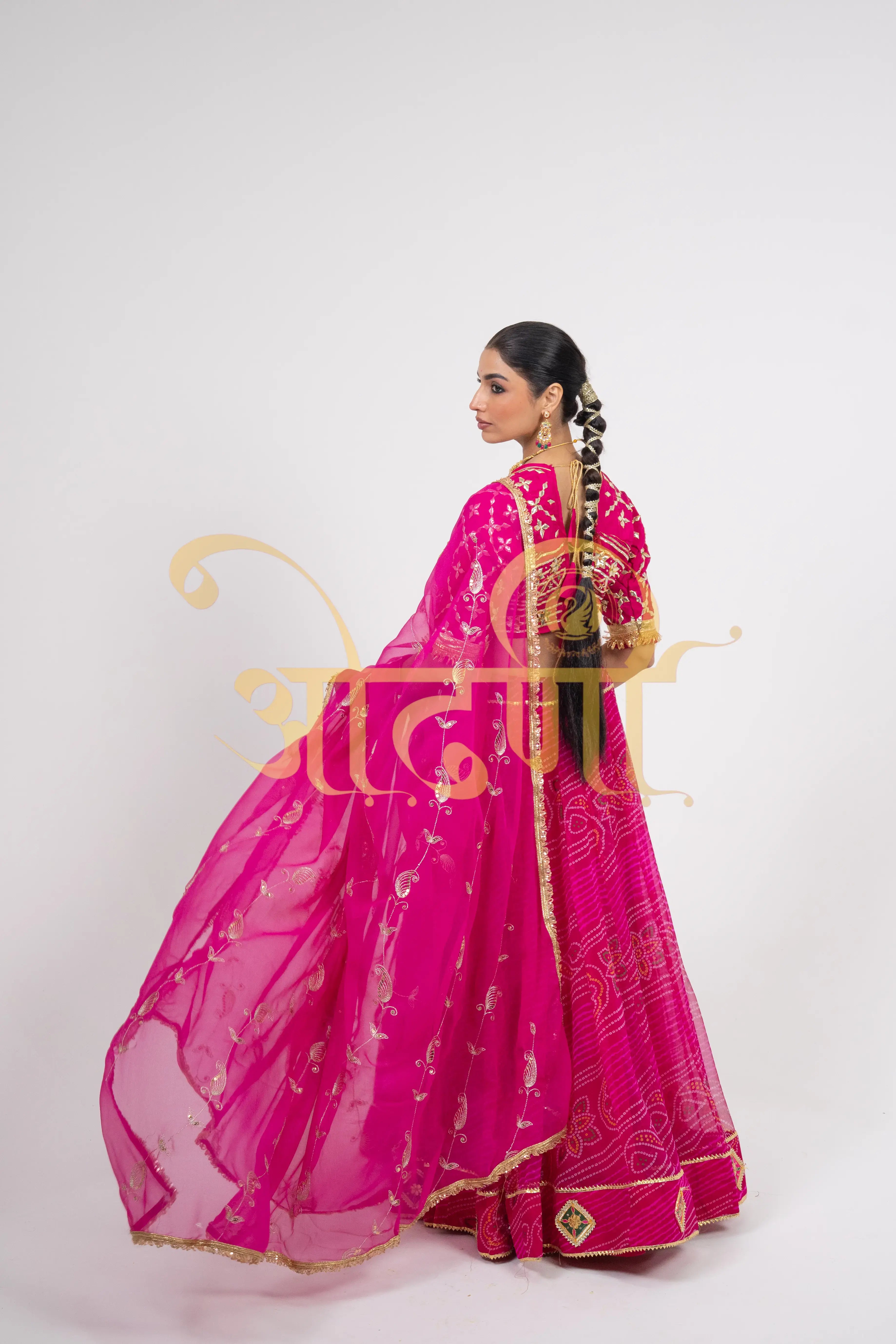 Bandhani Gota Patti Lehenga with Angi Blouse & Vintage Dupatta (PRE-BOOKING ITEM)