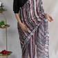 ROYAL CHINON FABRIC SAREE WITH HEAVY BEADS AND SEQUENCE WORK  (WITH STITCH BLOUSE)   ##SR0326