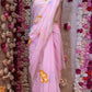 BRUSH PRINT DESIGN WITH KACHI GOTA PATTI WORK & LACE SAREE (WITH BLOUSE) ##SR596