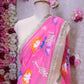 BRUSH PRINT DESIGN WITH KACHI GOTA PATTI WORK & LACE SAREE (WITH BLOUSE) ##SR596