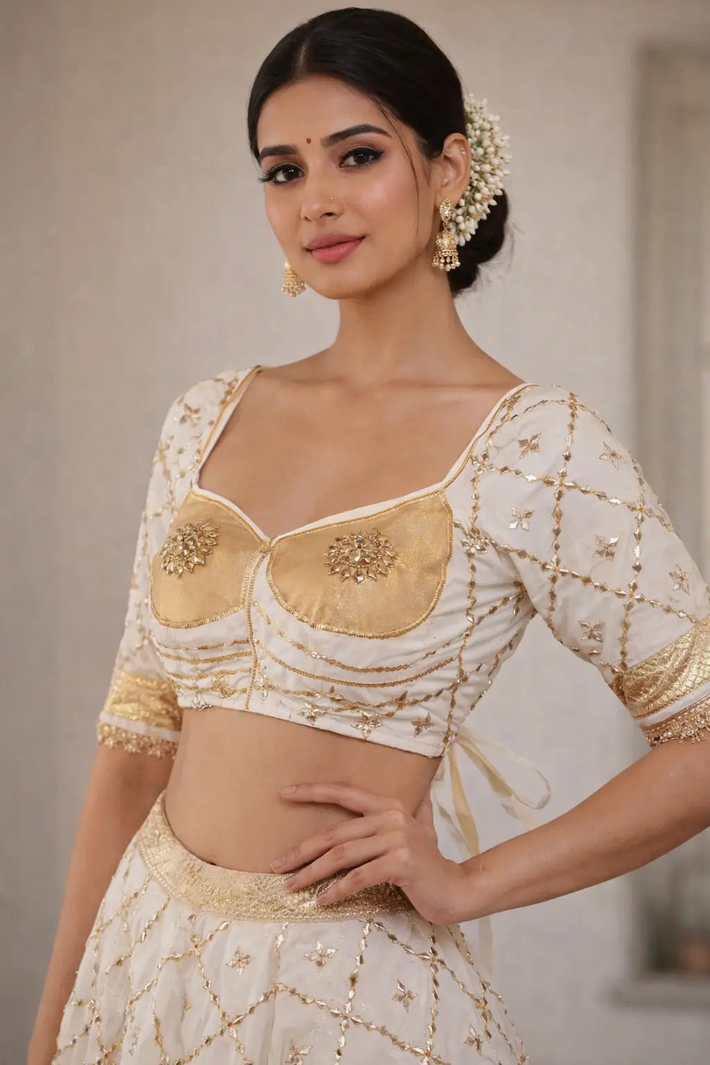 Anandi Rajasthani Angi Blouse Along With Chiffon Fabric Saree With Blouse