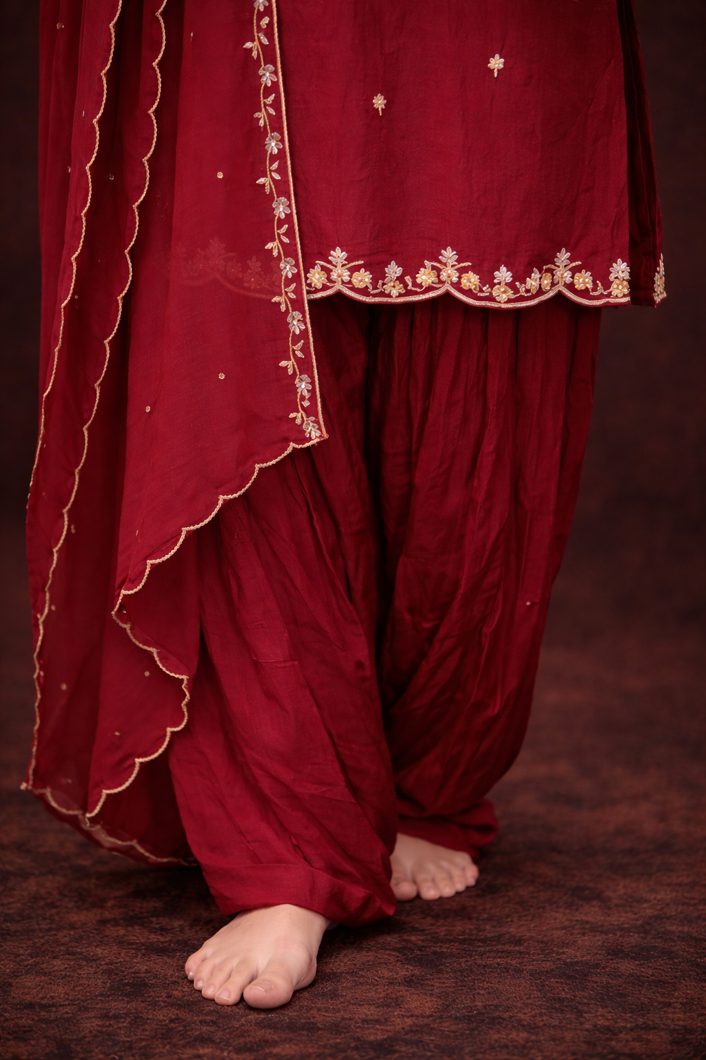 Pure Chinon Fabric 3-Piece Suit With Zardozi Handwork Embalish With Dupatta