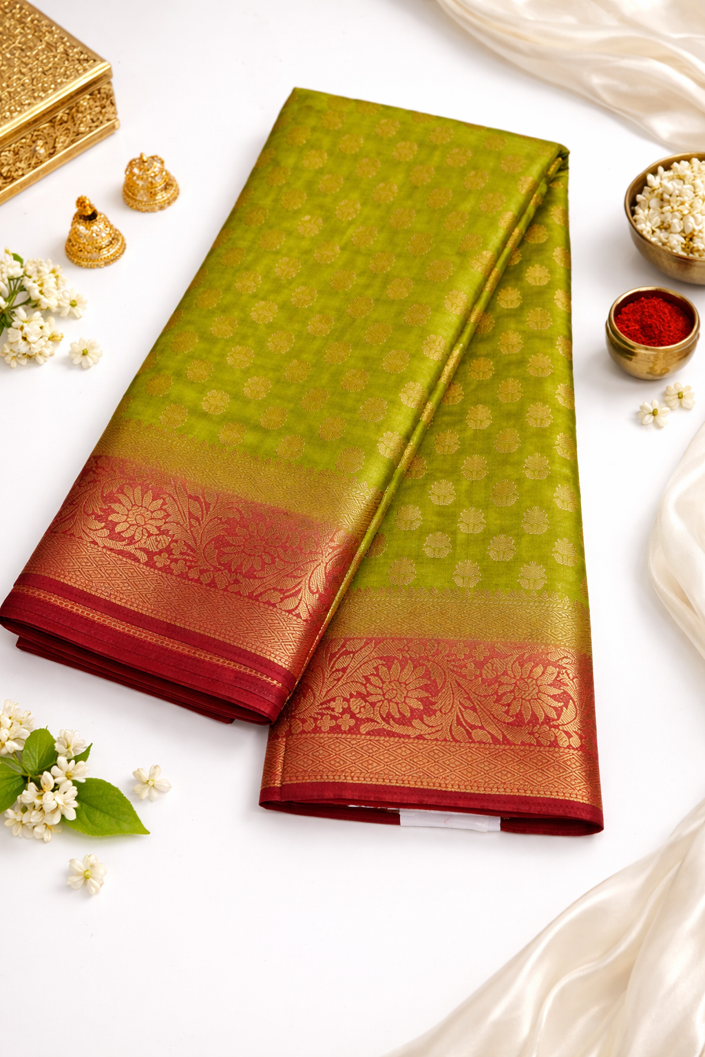 Heavy Banarasi Weaving Saree with Dual Colour Tone (With Blouse)