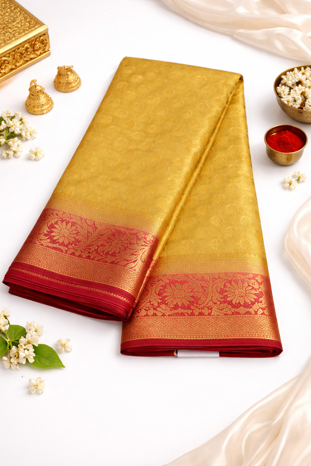 Heavy Banarasi Weaving Saree with Dual Colour Tone (With Blouse)
