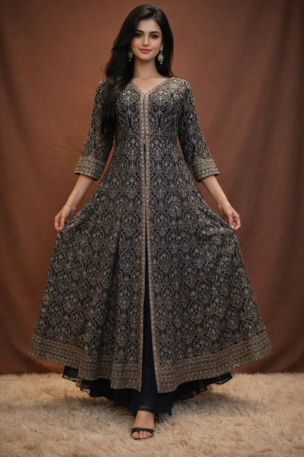 Pure kashmiri Embroidery 3-Piece Suit With Dupatta