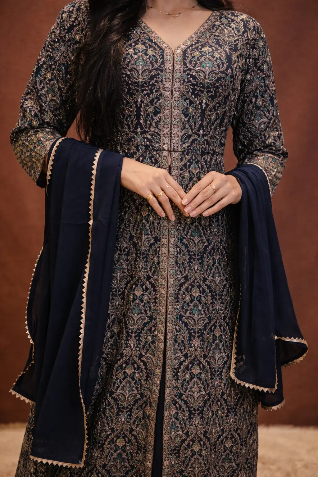 Pure kashmiri Embroidery 3-Piece Suit With Dupatta