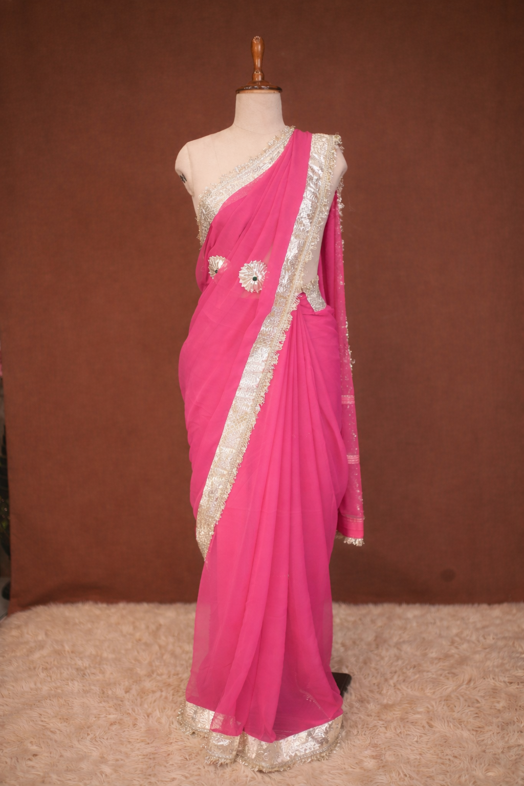 Traditional Rajasthani Kachi Gota Work Saree with Blouse
