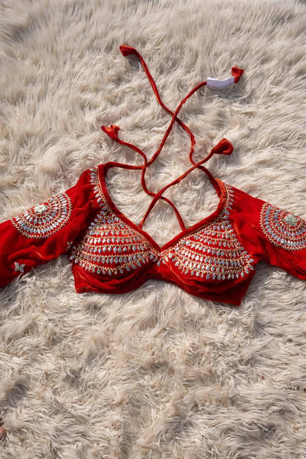 Kesariyaa Ghungroo Rajasthani Aangi Blouse with Kachi Gota Patti (CUSTOMIZABLE)