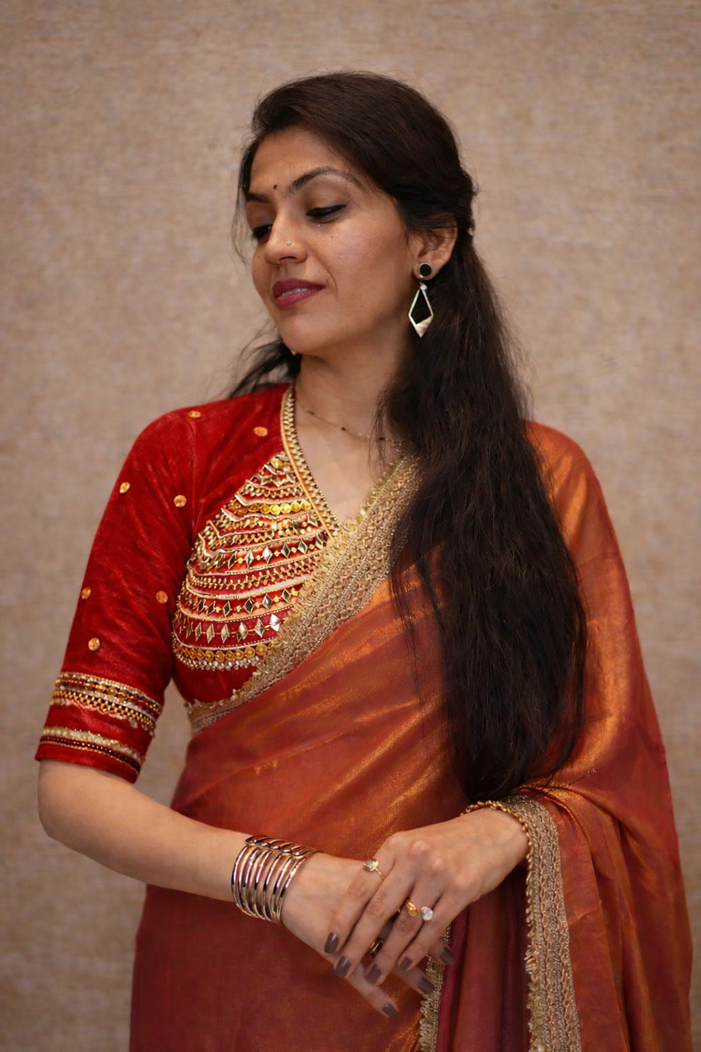 Sitaara Rajasthani Angi Blouse with Gota Patti & Sequence Work (FULLY CUSTOMISABLE)