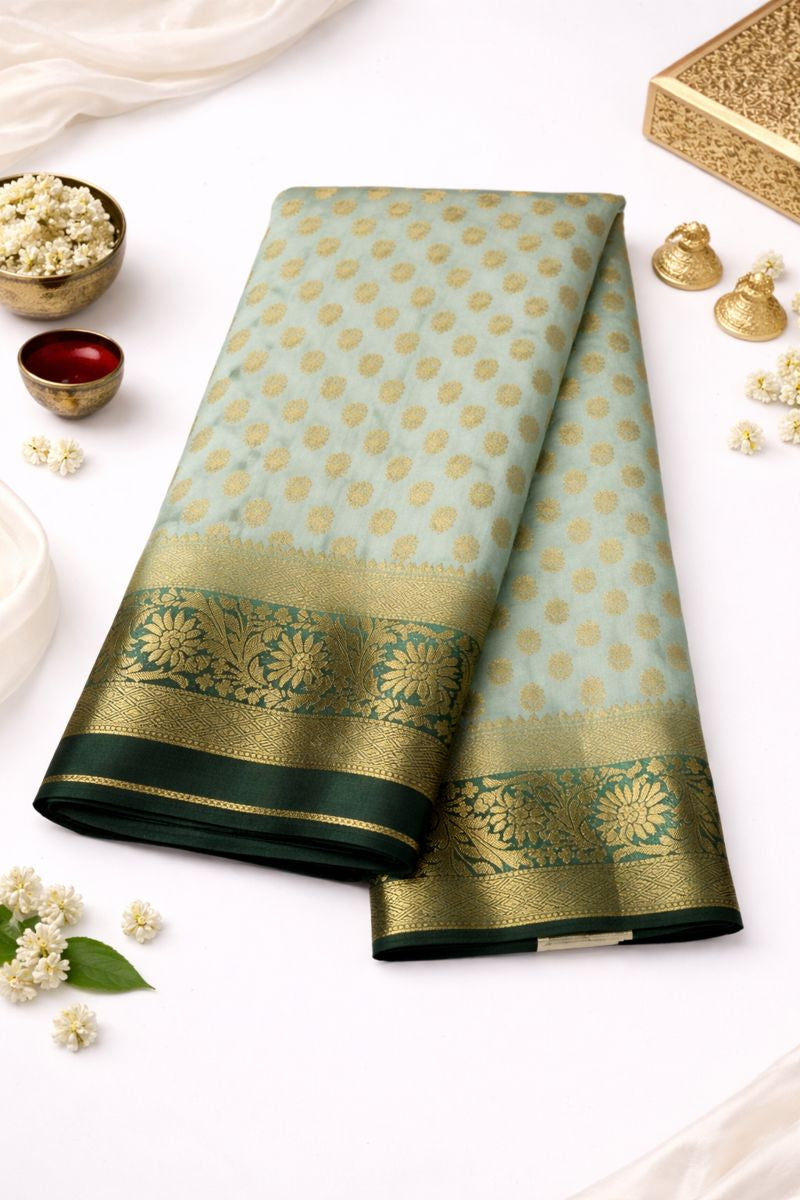 Heavy Banarasi Weaving Saree with Dual Colour Tone (With Blouse)