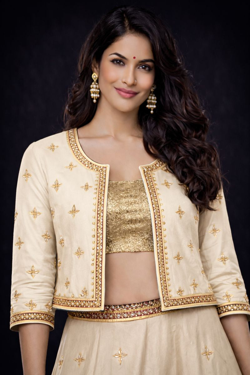Kachii Gota Patti Handwork Jacket (stitched) RANI PINK ##HJ001