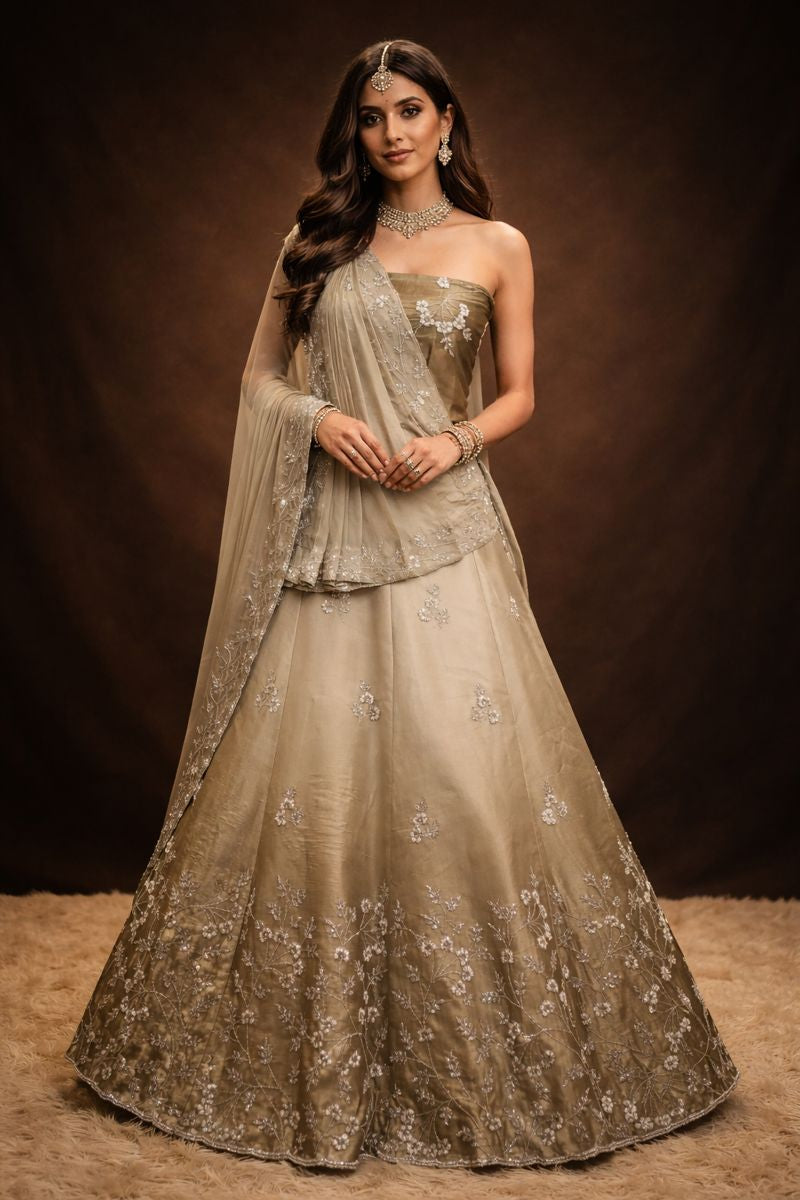Pure Kolkata Zardozi Handwork Lehenga with Heavy Blouse & Dupatta