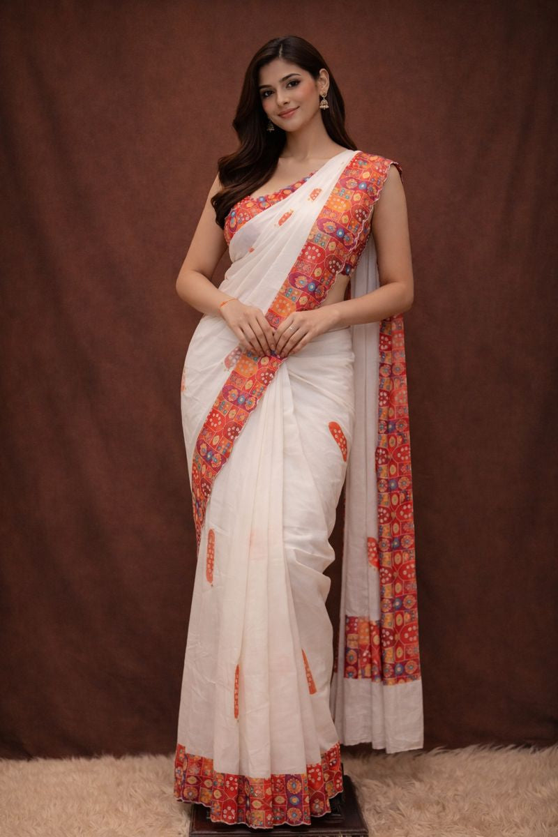 Gota Patti & Cutdana Work Saree With On HO Silk Fabirc Cutwork Border (With Blouse)