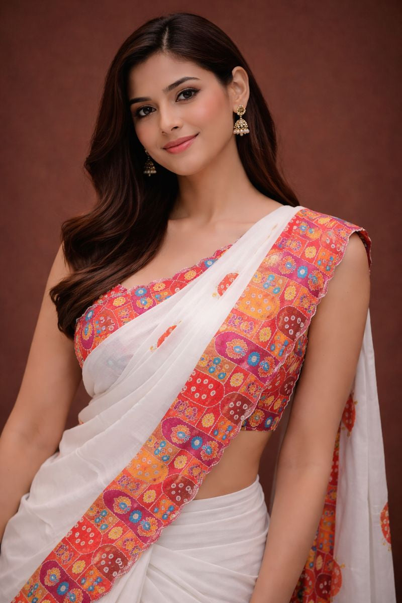 Gota Patti & Cutdana Work Saree With On HO Silk Fabirc Cutwork Border (With Blouse)