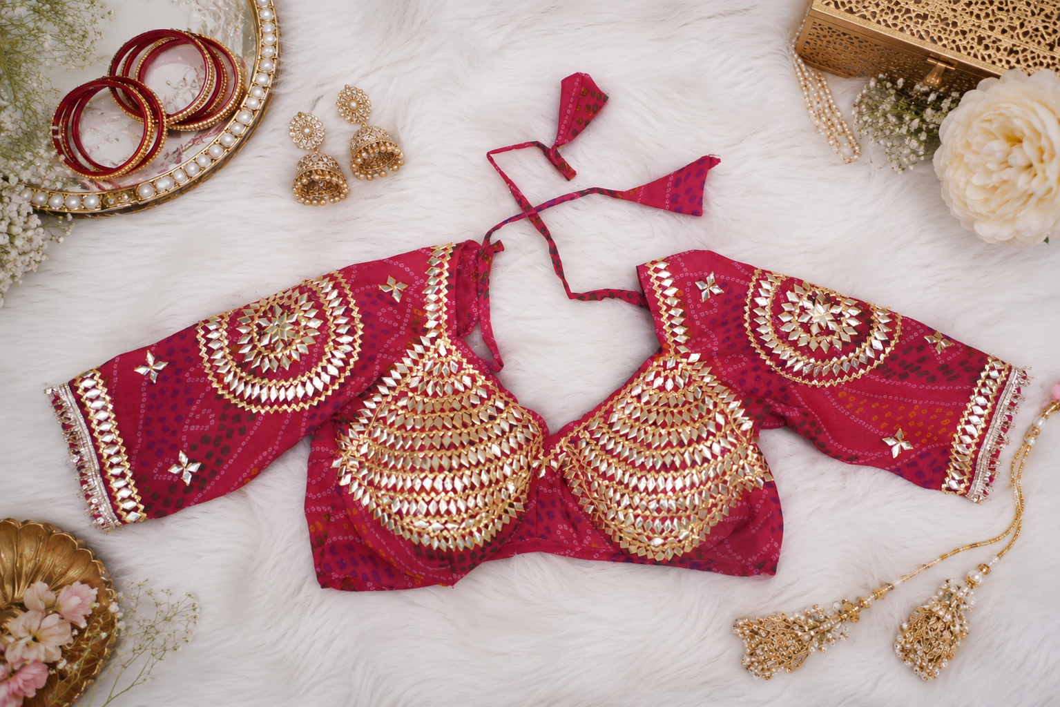 Bandhani Rajasthani Kachhi Gota Patti Aangi Blouse