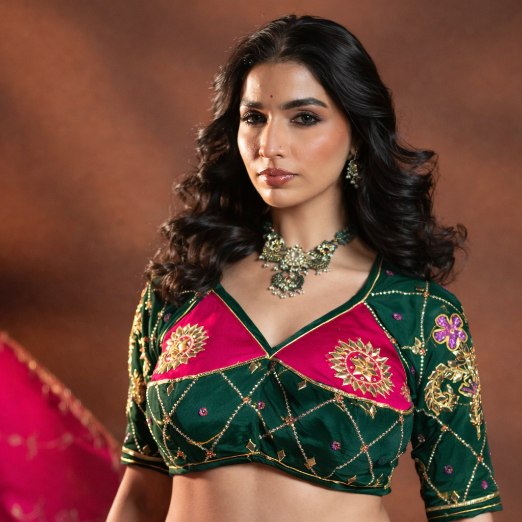 Gulabo Rajwada Aangi Blouse with Aari Tari & Gota Patti (PRE-BOOKING ITEM)