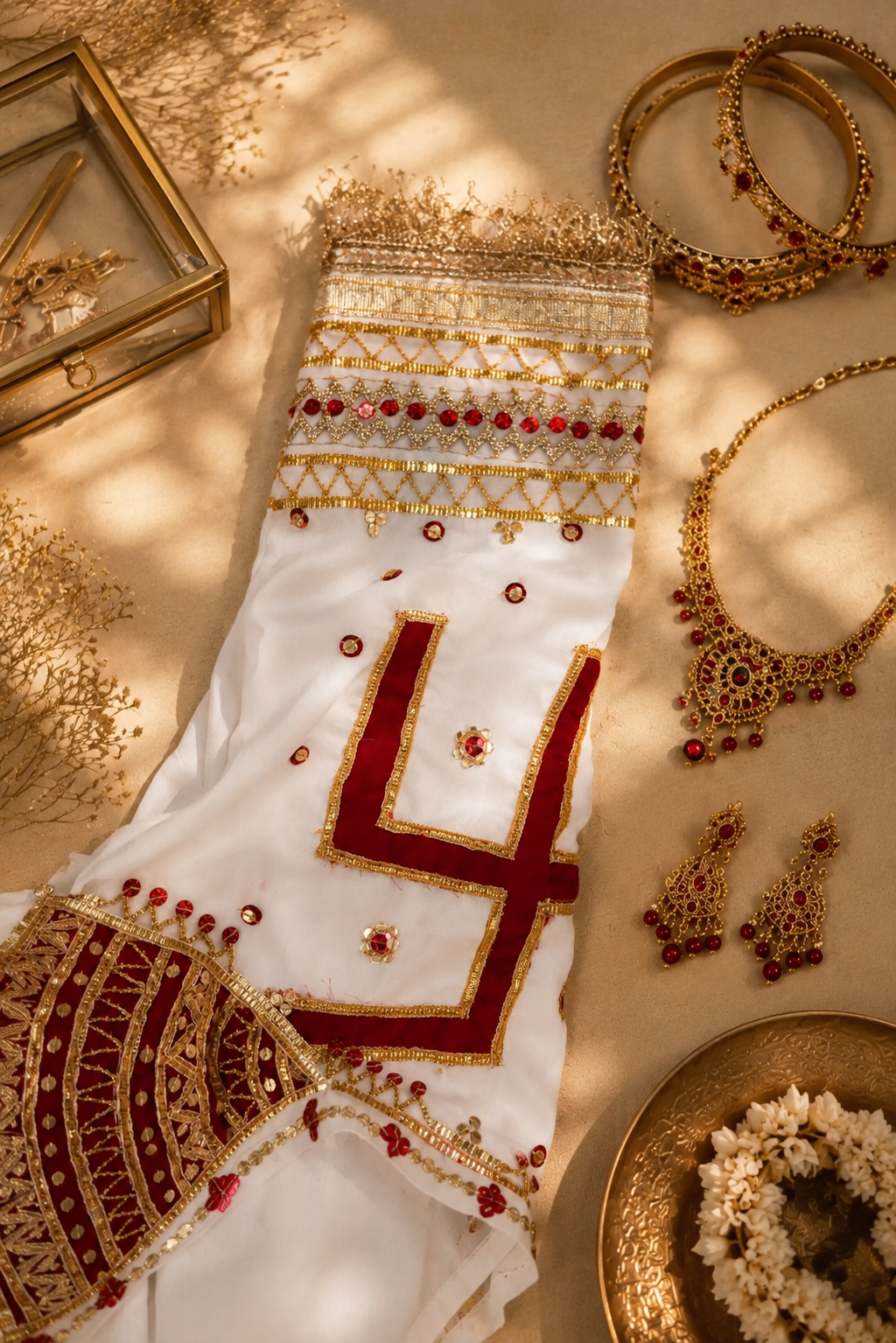 Traditional Swastik Embroidered Upada Silk Fabric Aangi Blouse