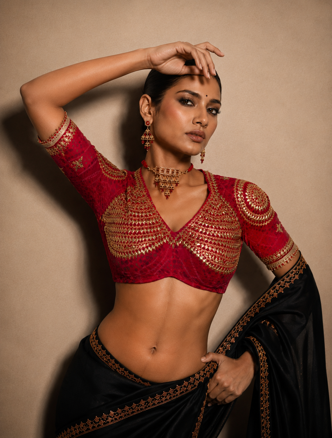 Bandhani Rajasthani Kachhi Gota Patti Aangi Blouse