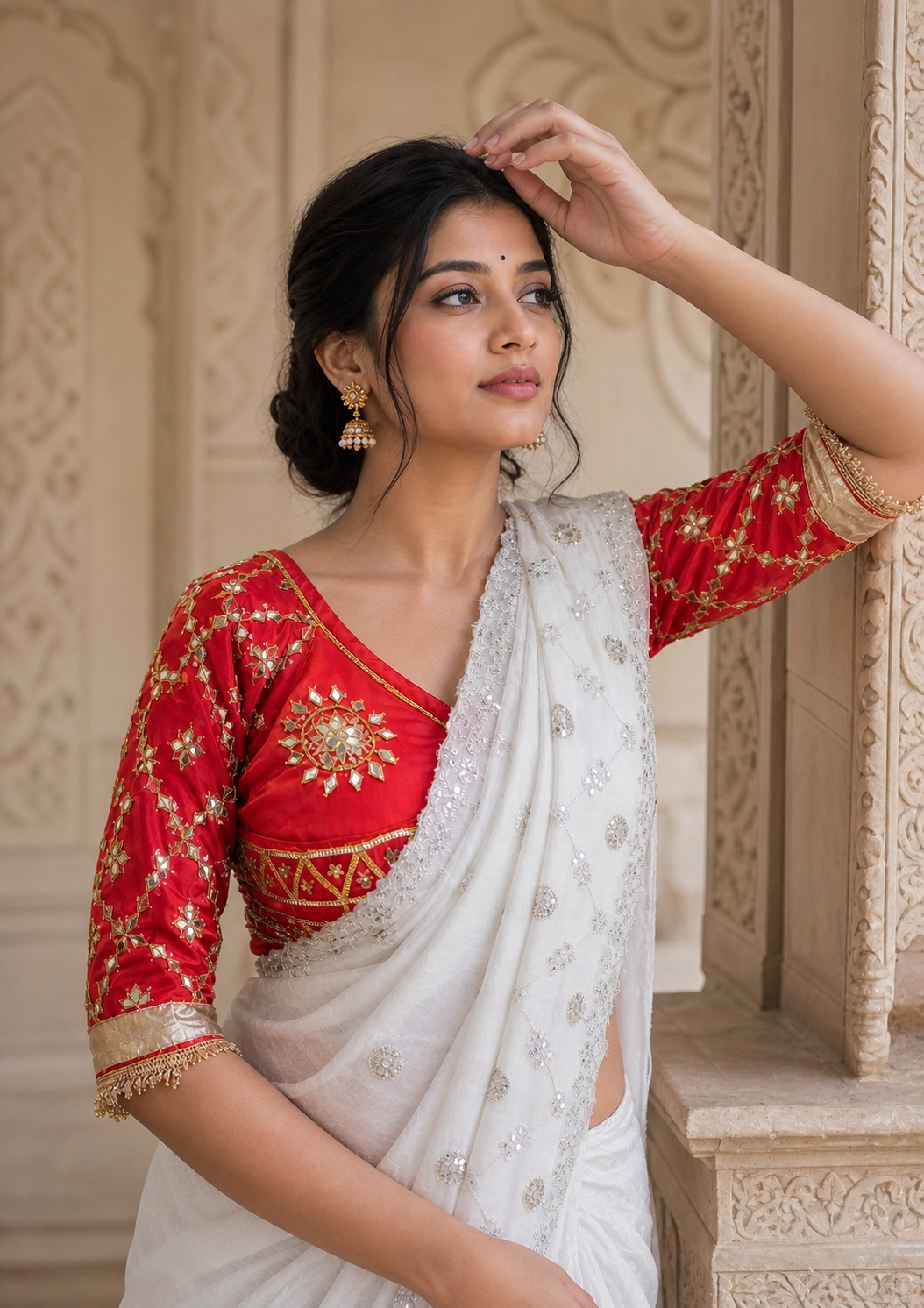 Ruby Purvi Rajasthani Angi Blouse with Gota Patti Handwork (PRE-BOOKING ITEM)