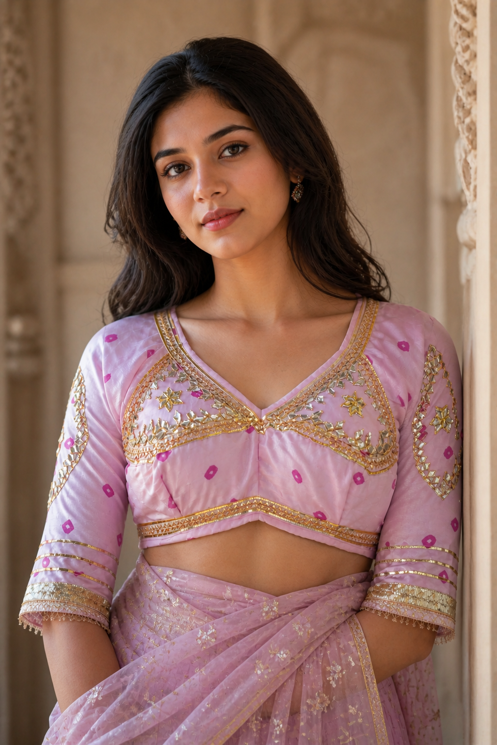 Bhandej Rajasthani Aangi Blouse with Kacchi Gota Patti Work (PRE-BOOKING ITEM)