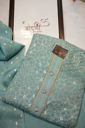 Georgette Embroidery chickenkari suit with banarasi weaving organza dupatta ##SF013