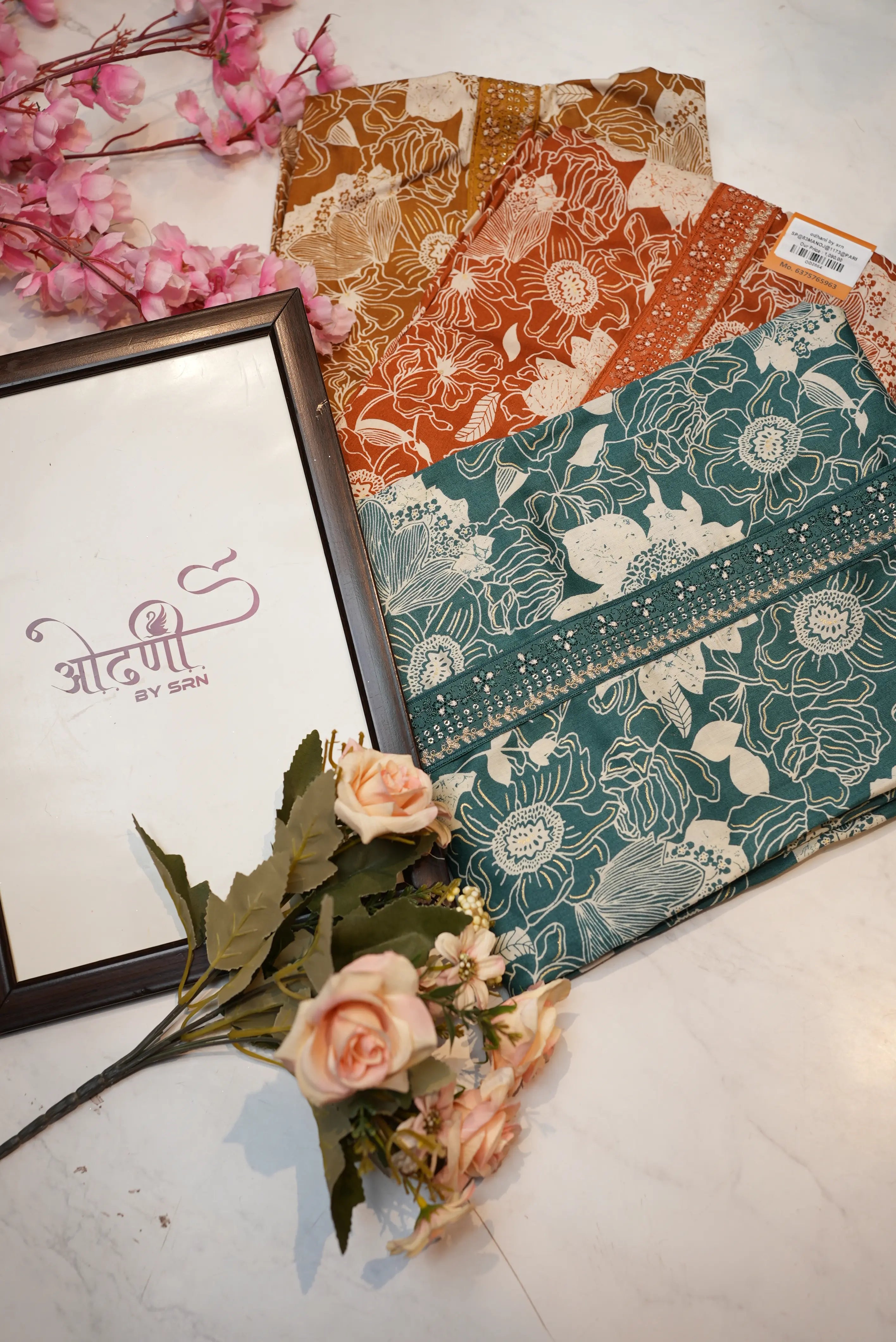Pure cotton tie work suit with jaipuri floral print (UNSTITCHED)