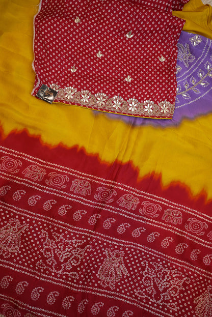 DESIGNER BANDHANI SAREEE WITH HANDWORK (WITH BLOUSE) ##SR0278