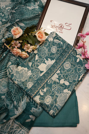 Pure cotton tie work suit with jaipuri floral print ##SF014