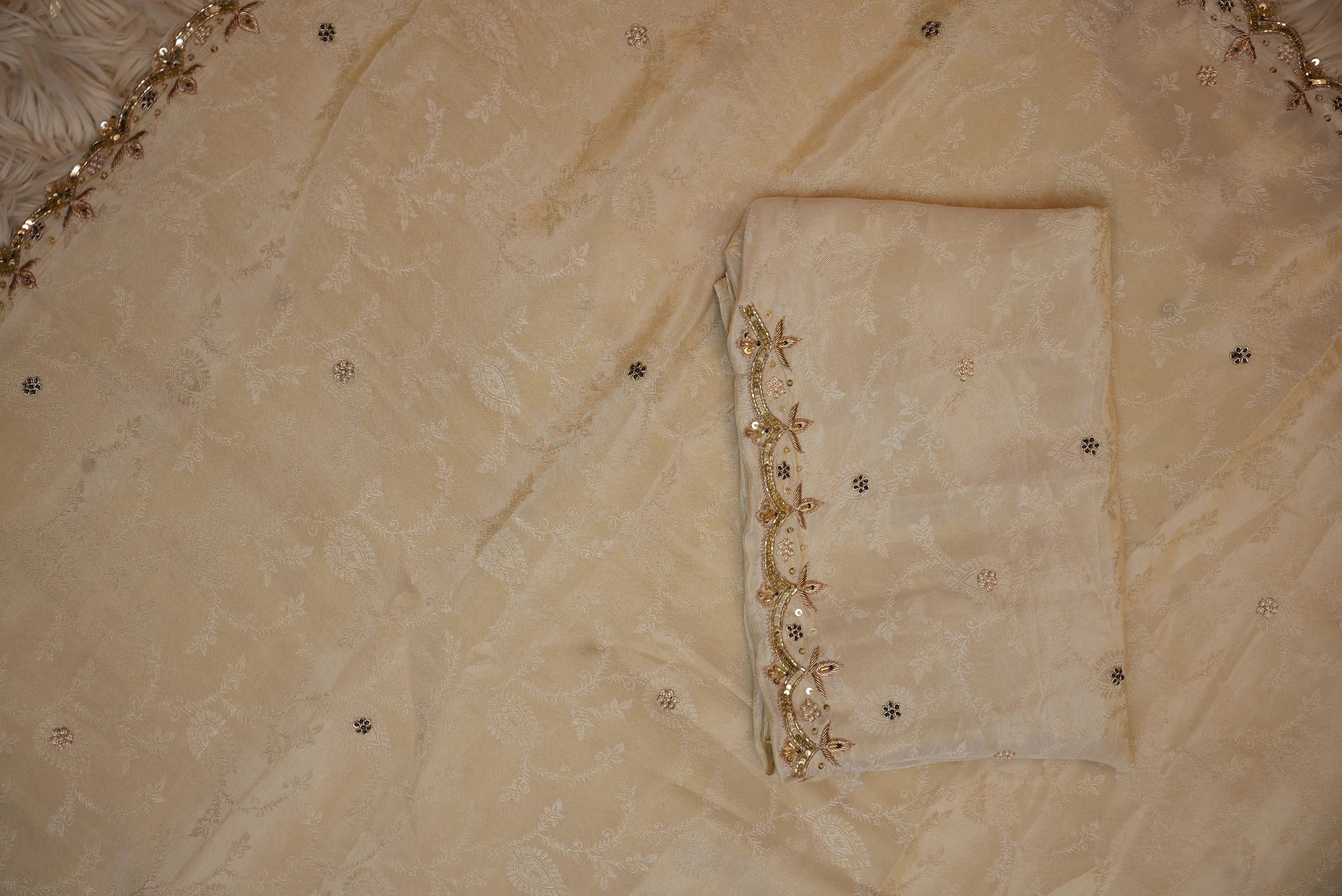 Tissue Silk Saree with Cutwork & Pure Zardozi Handwork
