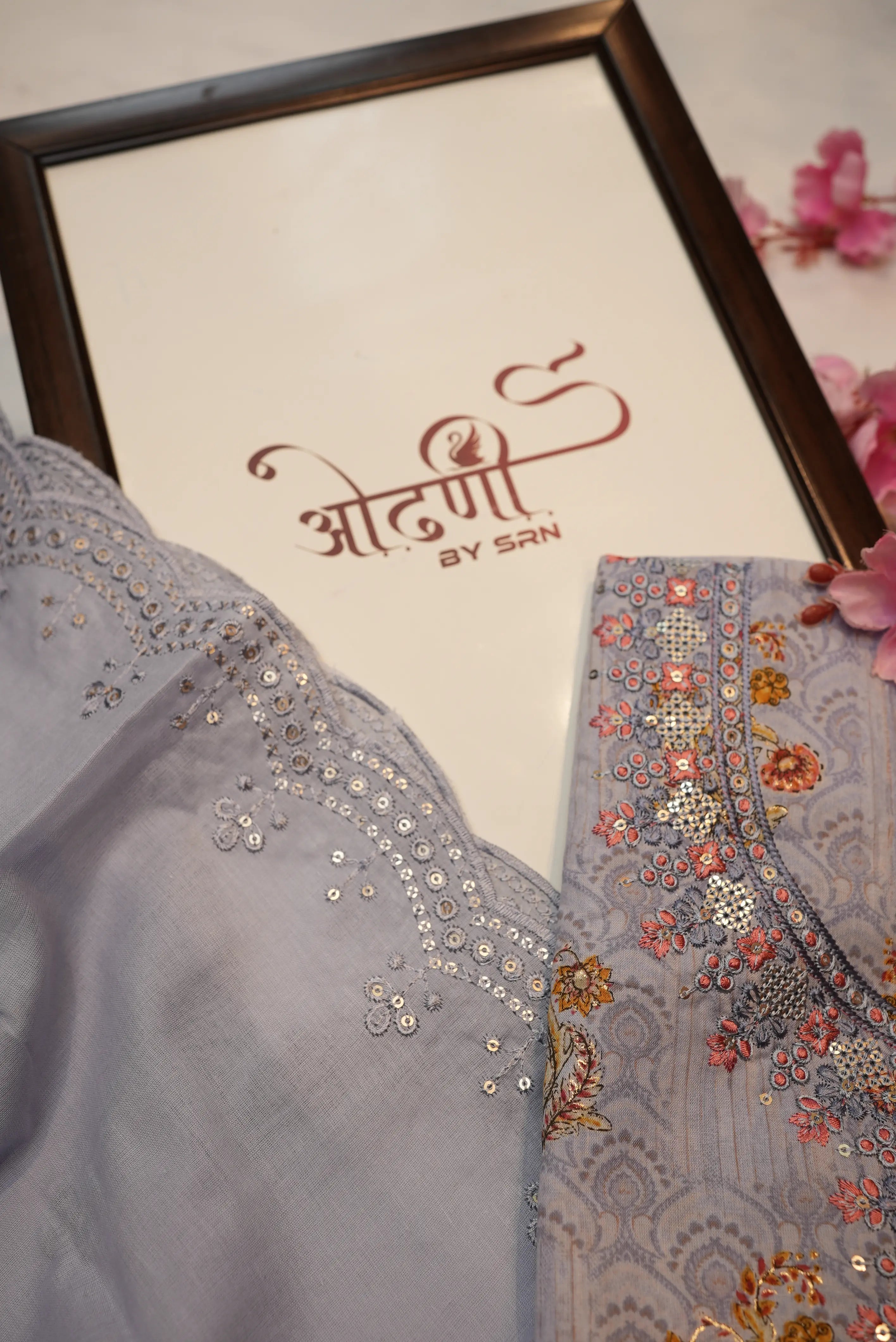 Glaze Cotton suit with neck embroidery cut work dupatta (UNSTITCHED)