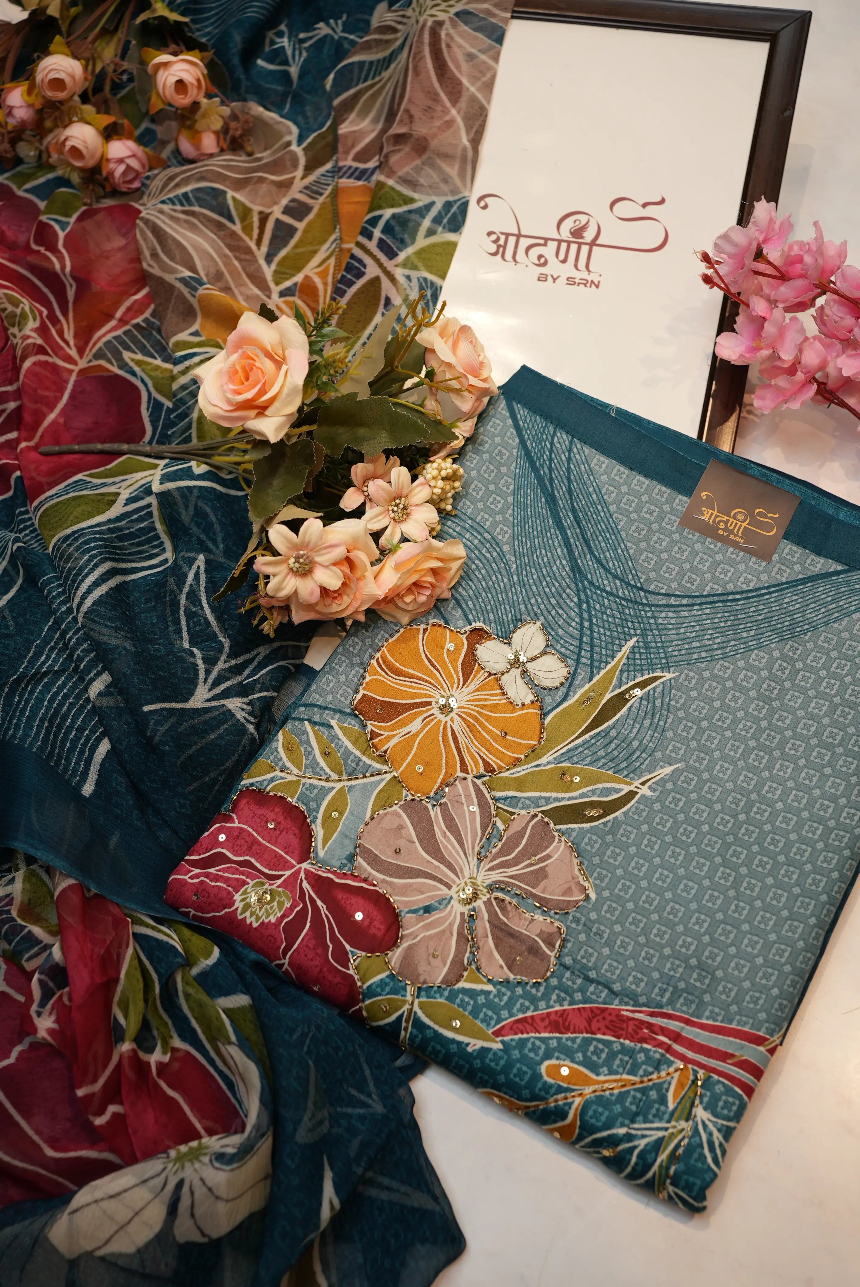 Cotton suit with  embroidery & dupatta (UNSTITCHED )