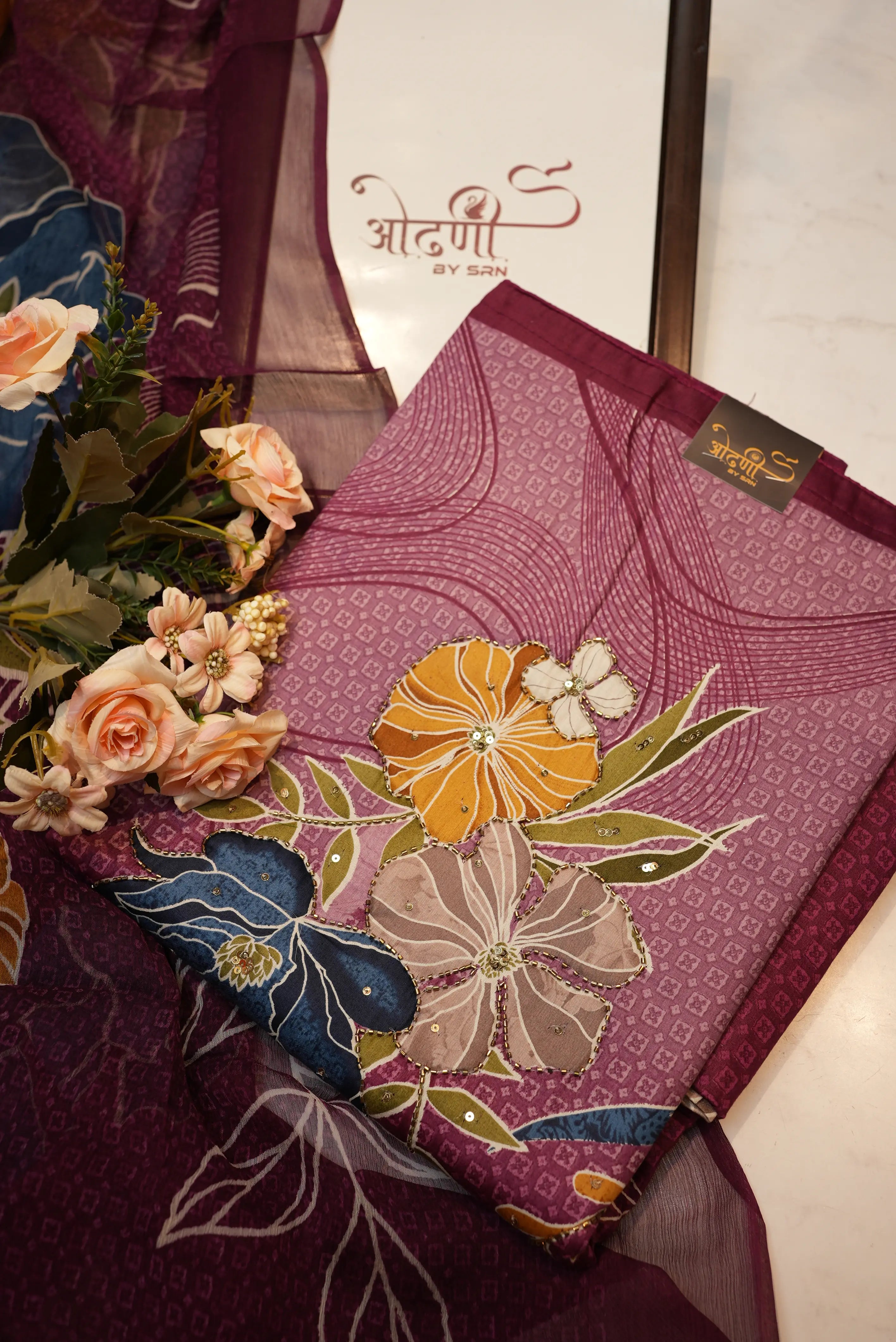 Cotton suit with  embroidery & dupatta (UNSTITCHED )