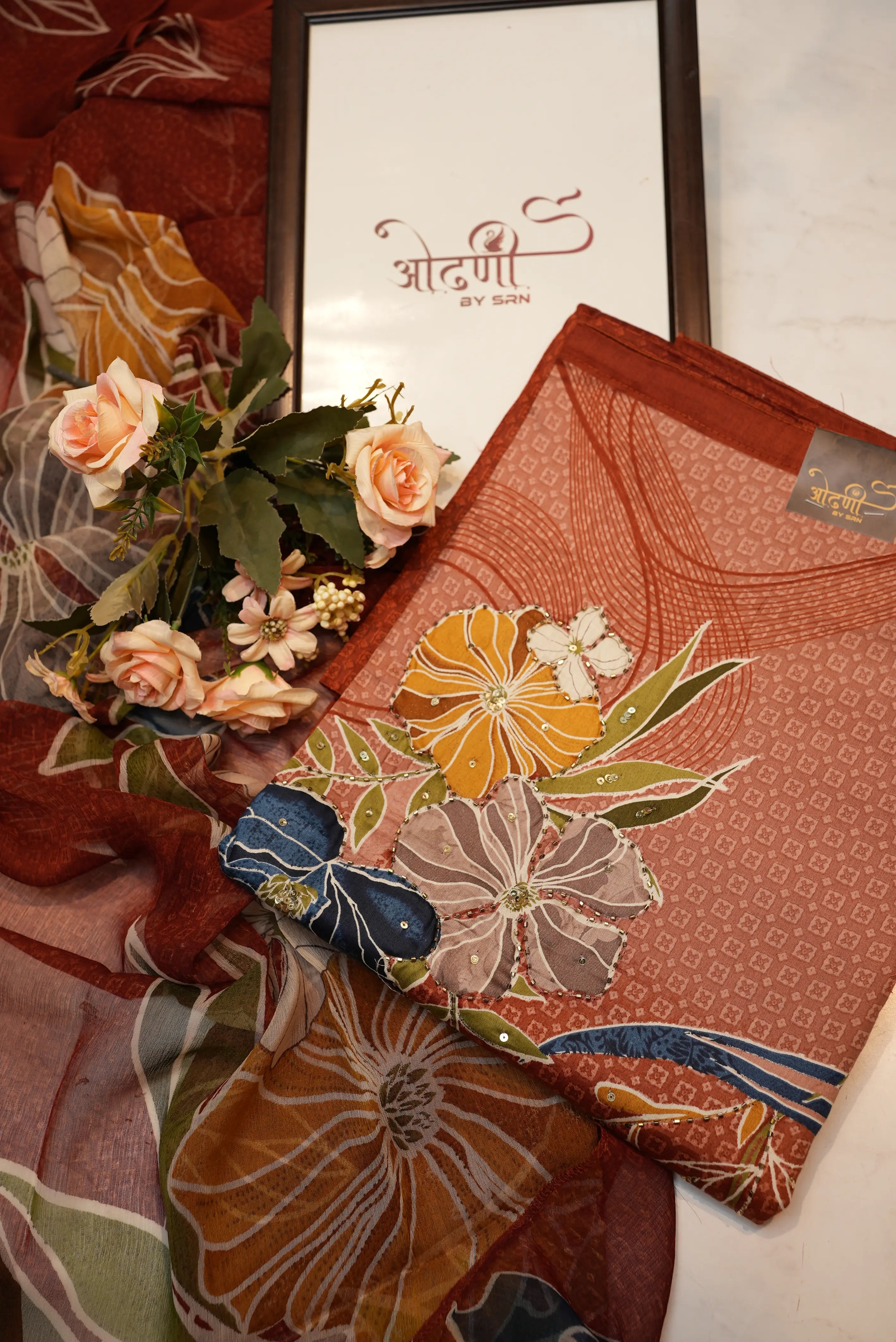 Cotton suit with  embroidery & dupatta (UNSTITCHED )