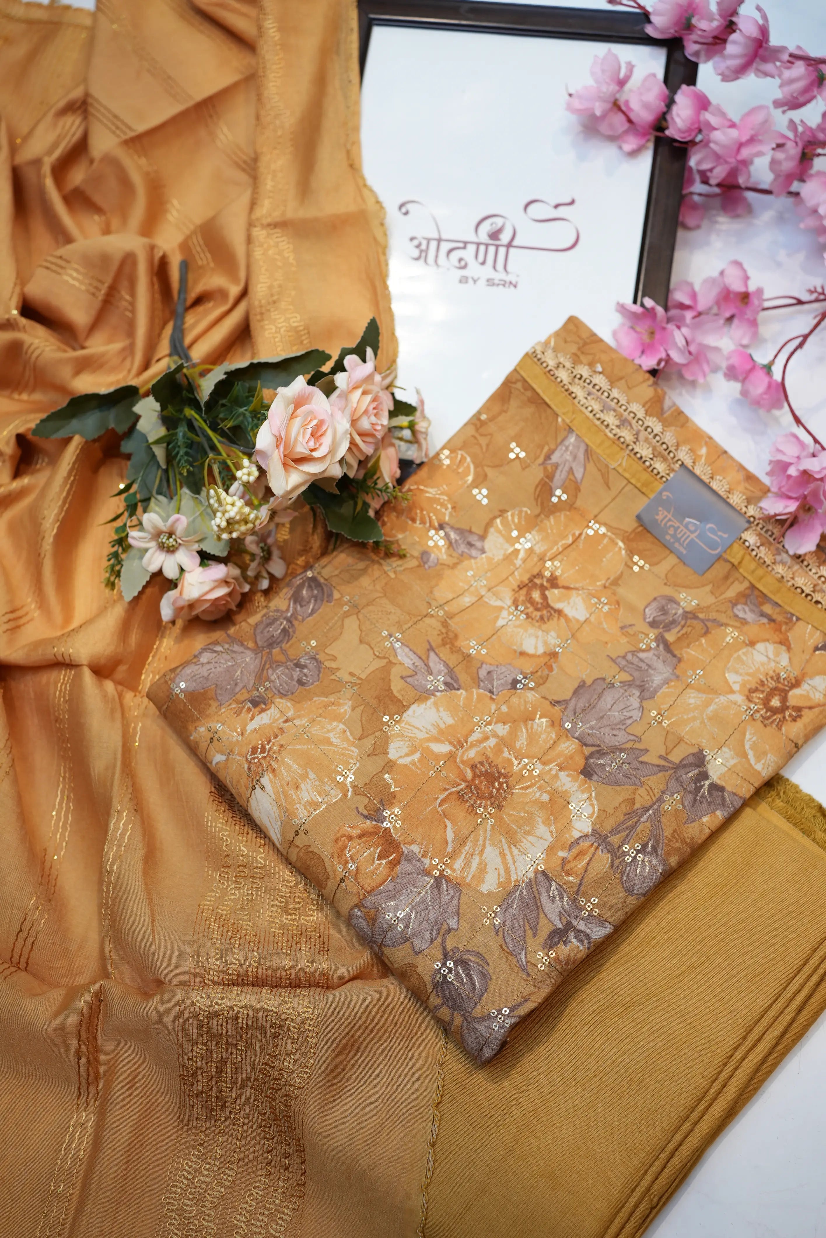 Glaze cotton suit with sequence work & dupatta (UNSTITCHED)