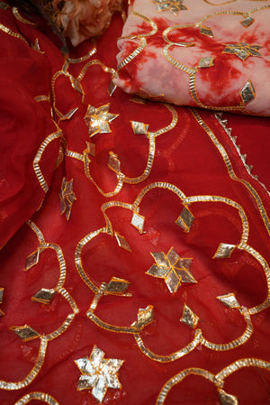 Pure Oraganza tie-die Shibori Suit with kaccha gota patti work & heavy dupatta ##SF024