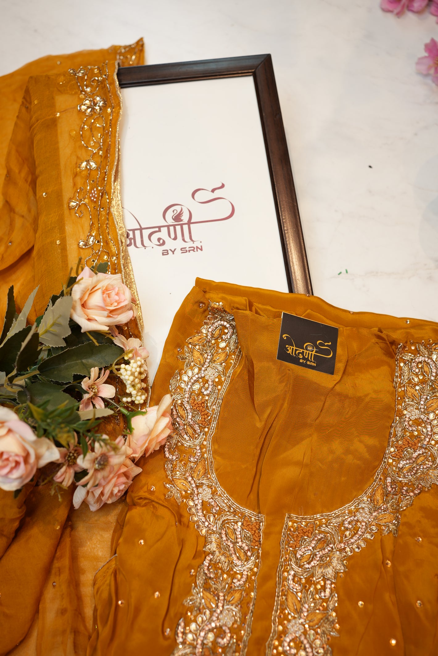 Crepe silk fabric hand work suit with heavy dupatta ## SF023