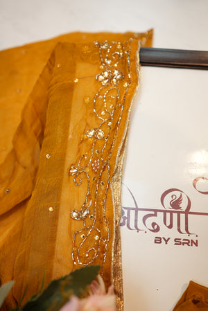 Crepe silk fabric hand work suit with heavy dupatta ## SF023