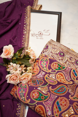 Pure Chinon Heavy hand work suit with patch work & heavy dupatta ##SF025