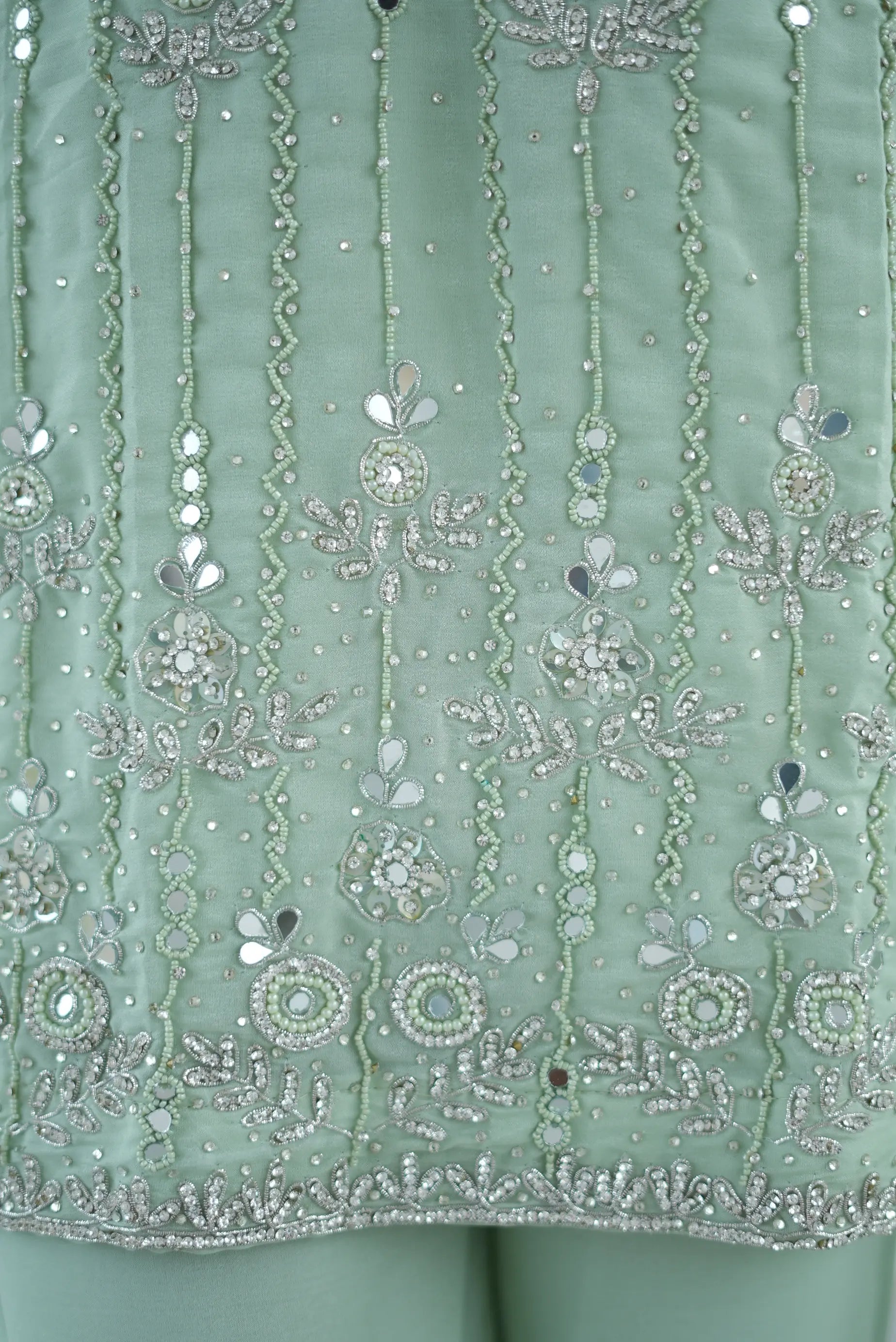 Pastel Mint Green Embroidered 3-Piece Suit