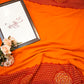 Rajasthani peela georgette saree with siroski border & butta work ##SR0143