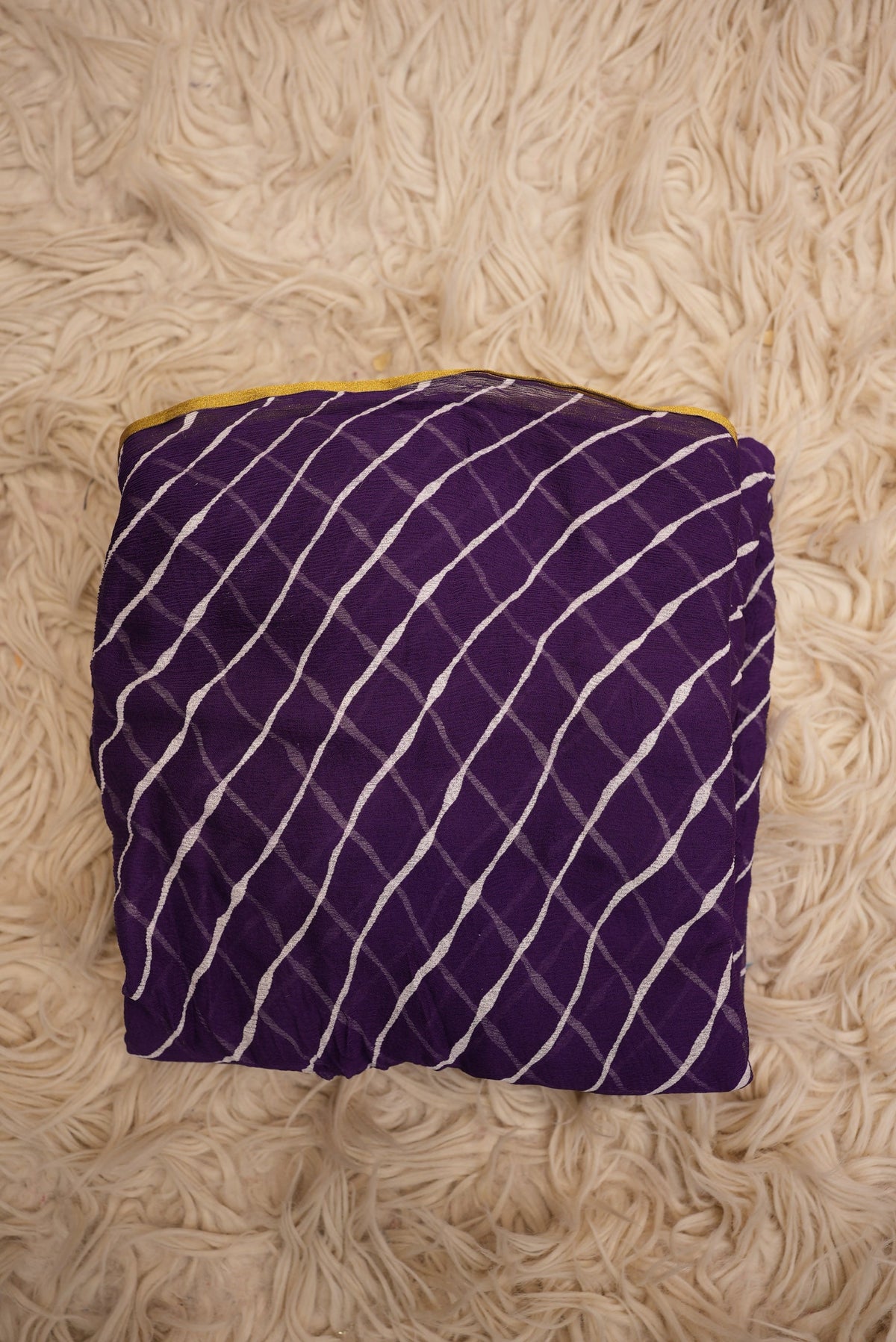 Rajasthani Leheriya Chiffon Saree with Lace Border (With Blouse)