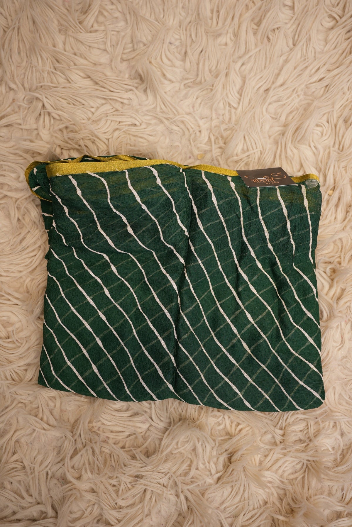 Rajasthani Leheriya Chiffon Saree with Lace Border (With Blouse)