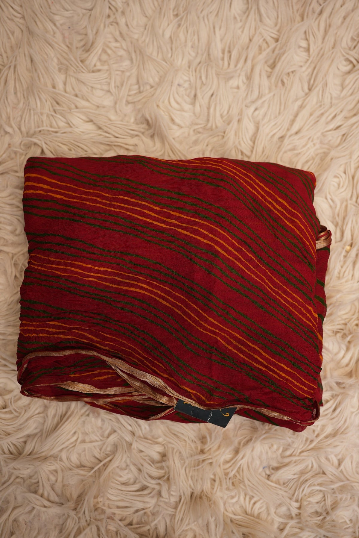 Rajasthani Leheriya Chiffon Saree with Lace Border (With Blouse)