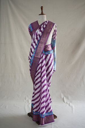 COTTON SILK FABRIC LEHRIYA SAREE WITH ZARI BORDER (WITH BLOUSE)     ##SR0314