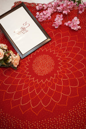 Rajasthani bandhej chunri lotus print saree with siroski border ##SR0149