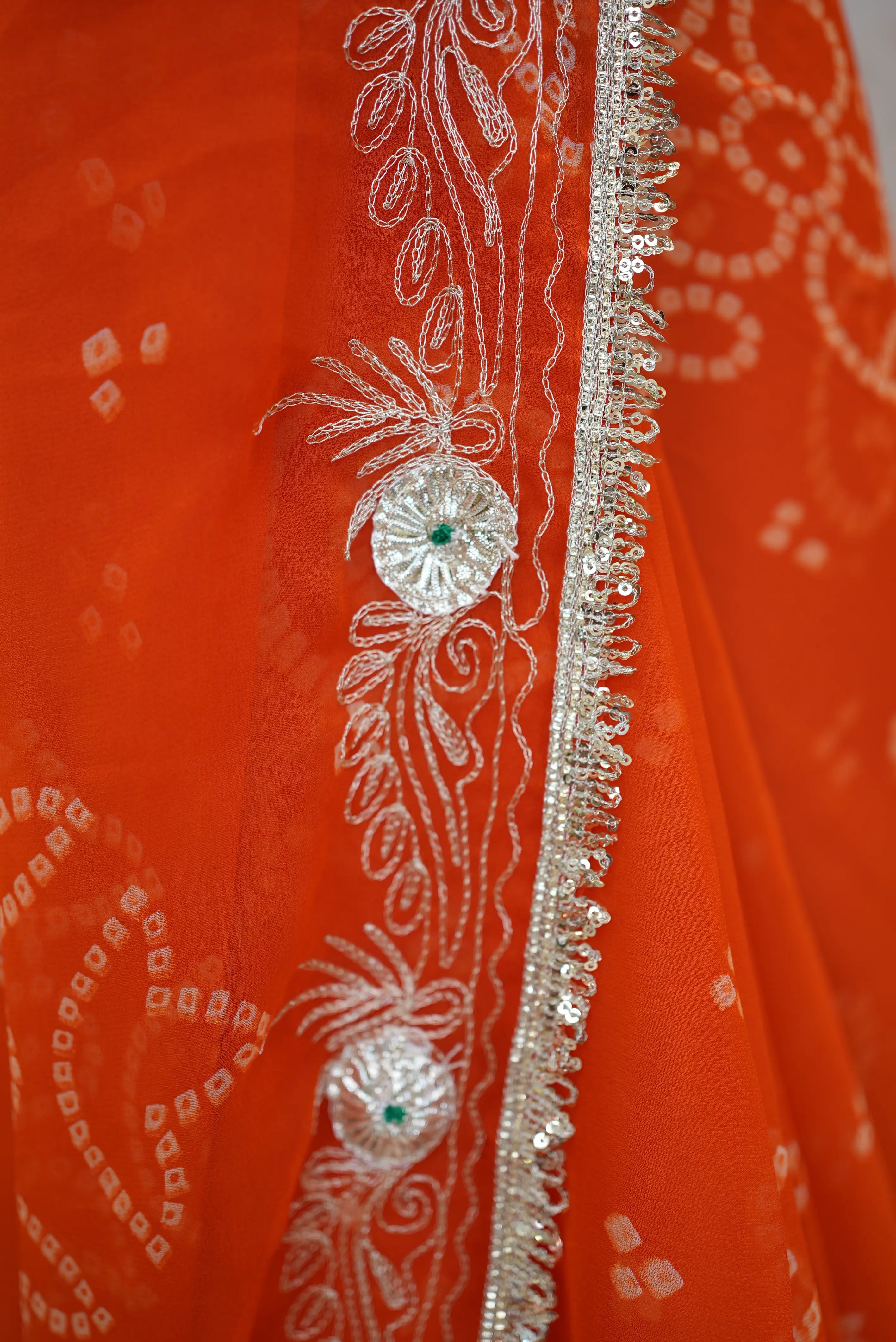 Fancy Bandhej Saree with Vintage Gota Patti & Kasab Work