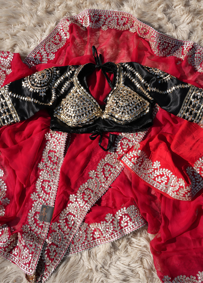 ROOHANI RAT RAJASTHANI ANGI BLOUSE WITH UPPADA SILK FABRIC WITH NAYLA WORK ##SR0235